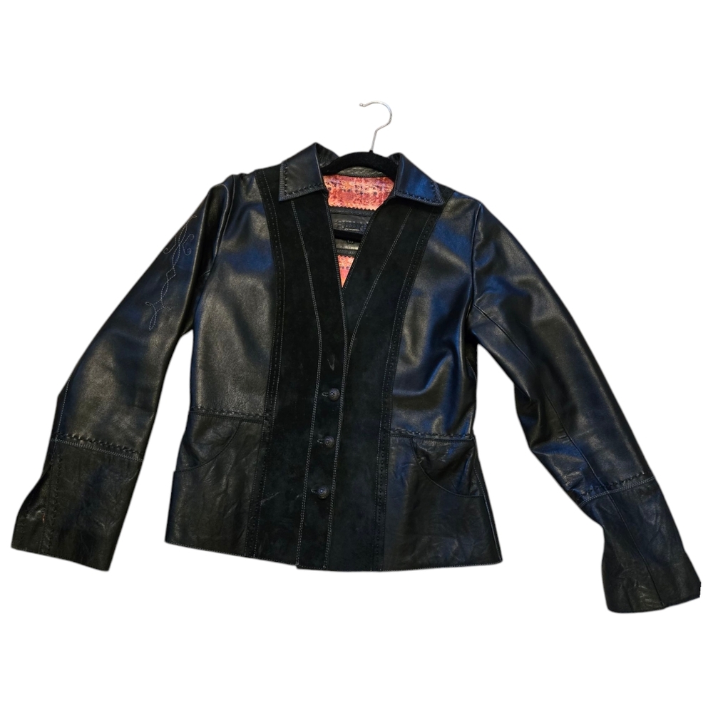 Black Lamb Leather Jacket With Real Python Inlay. - image 2